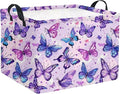 HIYAGON Rectangular Butterfly Basket Baby Storage Basket Storage Bin Organizer Box Room Decor(Purple Butterfly)-Ruum Studio Home