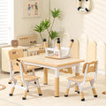 Height-Adjustable Kids Table and Chairs, 31.5''L x 23.6''W Toddler Table and 4 Chairs Set with Anti-Slip Foot Covers, Children Activity Table for Ages 2-10, Graffiti Desktop-Ruum Studio Home