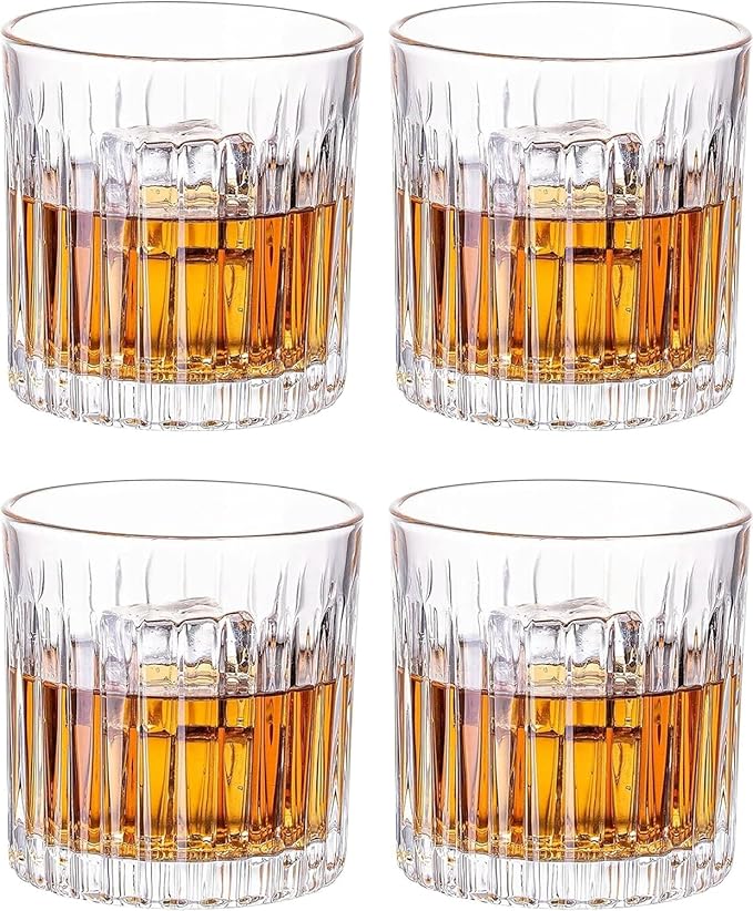 Whiskey Glasses Set of 4,Lead-Free Crystal Old Fashioned Glass,300ml Rocks Glass Tumblers for Drinking Bourbon,Cognac,Irish Whisky,Whiskey Gifts for Men-Ruum Studio Home
