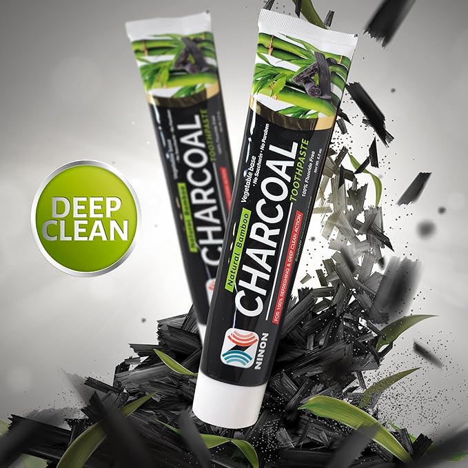 Activated Charcoal Whitening Toothpaste, Fluoride-Free, Enamel-Safe, Natural Mint Flavor, 6.5oz Tube for Stain Removal and Fresh Breath Pack of 1-Ruum Studio Home