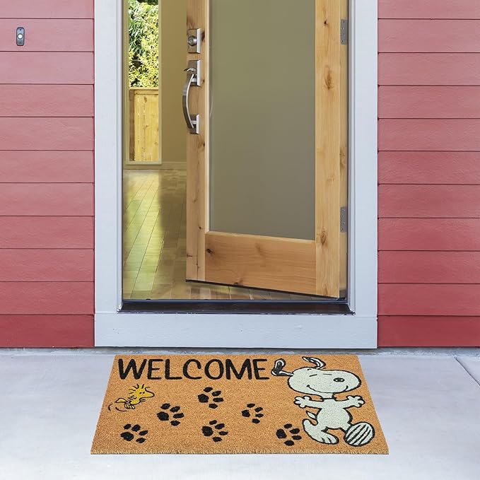 Gertmenian Peanuts Snoopy Coir Doormat - 2x3 Welcome Mat (2-Pack), Ideal for High Traffic Areas in Front Door, Garage, Entryway - Welcome, 80022-Ruum Studio Home