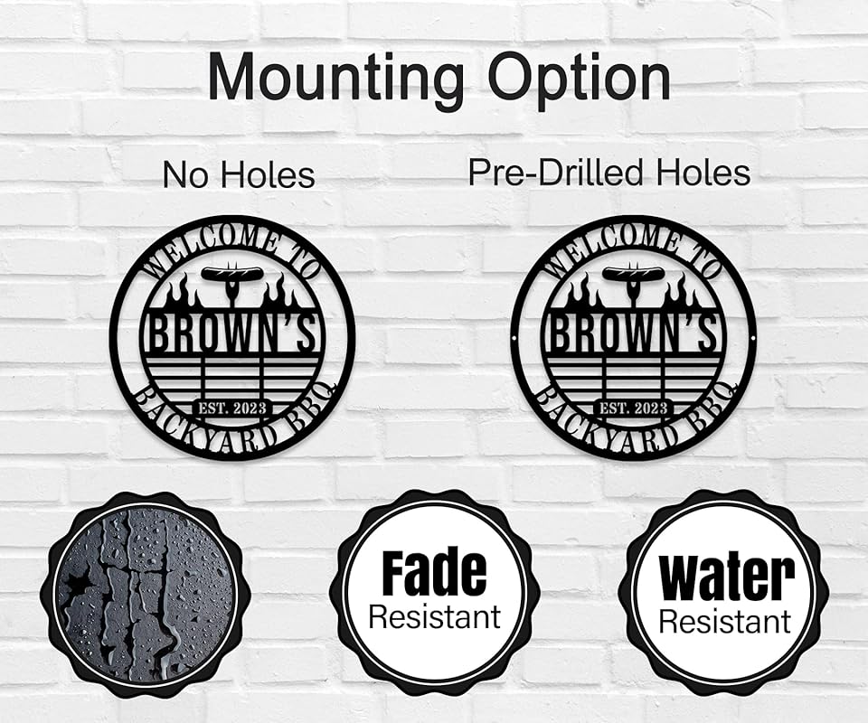 Personalized BBQ Grill Name Sign Custom Grill Sign Outdoor Kitchen Decor Grill Gifts for Dad Backyard BBQ Metal Sign BBQ Grill Sign Barbecue Outdoor Man Cave Decor-Ruum Studio Home
