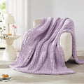 L Agusty Chunky Knit Blanket Throw: 72''x84'' Chenille Thick Knitted Throw Blanket for Bed, Couch - Handmade Large Purple Chunky Rope Blanket for Home Decor-Ruum Studio Home