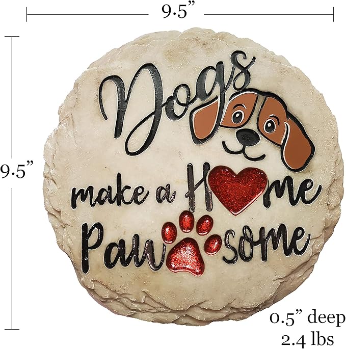 Spoontiques - Garden Décor - Dogs Make a Home Pawsome Stepping Stone - Decorative Stone for Garden-Ruum Studio Home