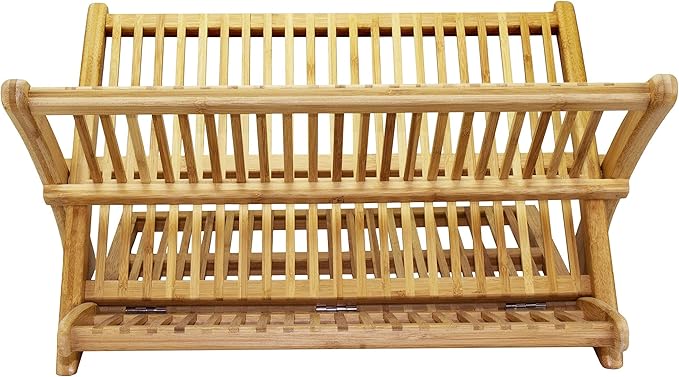 Totally Bamboo Eco Collapsible Dish Drying Rack, Natural Bamboo-Ruum Studio Home
