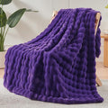 NEWCOSPLAY Faux Fur Throw Blanket Purple Bubble Blanket Thick Warm Soft for Couch Sofa Bed 550GSM (Purple, Throw(50"x60"))-Ruum Studio Home