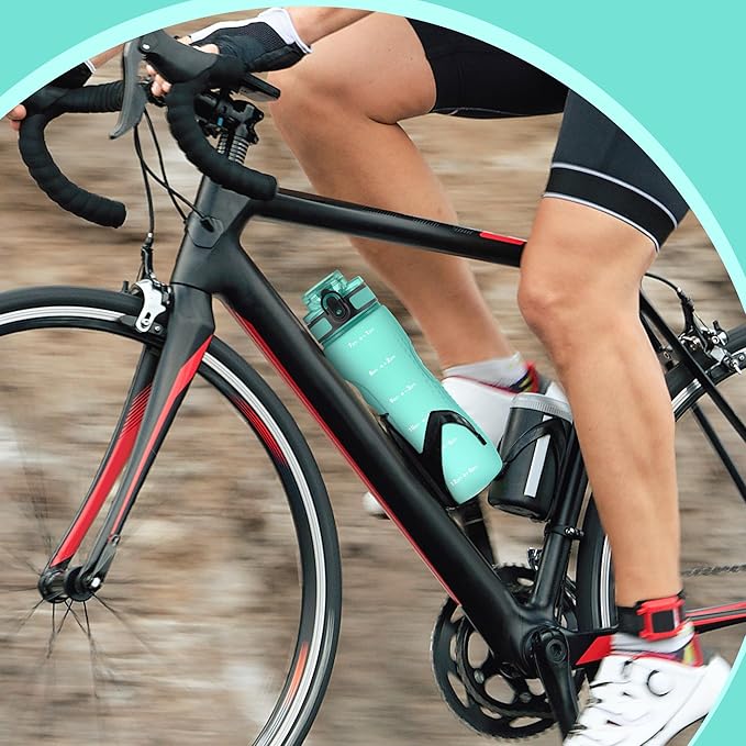 OLDLEY 25 oz Water Bottle, Motivational Water Bottle with Time Marker, Sports Water Bottle With Strap, Leakproof & BPA Free Large Water Bottles for School, Gym, Travel, Outdoor, Tritan,Green-Ruum Studio Home