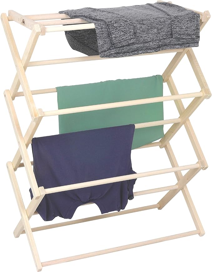 Pennsylvania Woodworks Premium American Maple Clothes Drying Rack - Handcrafted in Pennsylvania - Solid Wood Construction, Collapsible, Eco-Friendly Laundry Solution (Medium)-Ruum Studio Home