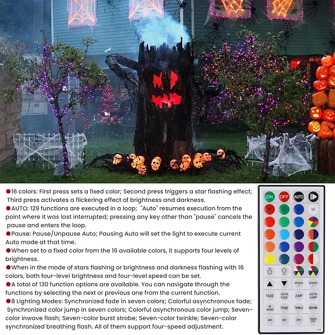HOME LIGHTING 66ft Christmas Decorative Mini Lights, 200 LED RGB Changing 8 Functional Green Wire Fairy Halloween Lights with Remote Timer, Plug in Indoor Outdoor Xmas Wedding Party Decor-Ruum Studio Home