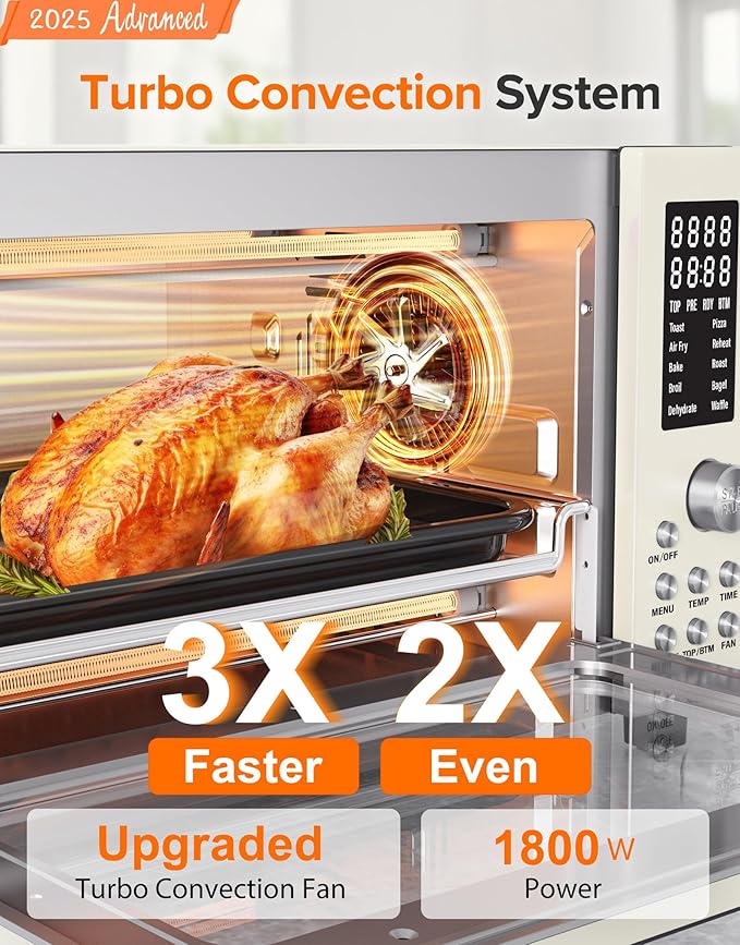 Nuwave Bravo Pro Smart Air Fryer Toaster Oven Combo, Airfryer Convection Oven Countertop, 10-in-1 Functions with Quicker & Even Crisp Technology, 1800W, 50-450°F, PFAS-Free, 21QT, Vanilla Cream-Ruum Studio Home