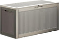 100 Gallon Lockable Resin Deck Box, Waterproof & UV-Resistant Outdoor Storage Box for Outdoor Cushion Storage, Garden Tools & Pool Accessories Storage, Gray-Ruum Studio Home