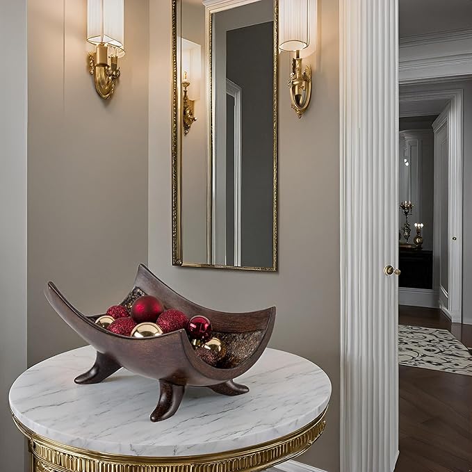 Creative Scents Schonwerk Brown Decorative Bowl for Home Decor - Dining Room Centerpiece - Coffee Table Decor for Living Room - 10" Resin Bowl - House Decor Decorations or Key Bowl for Entryway-Ruum Studio Home