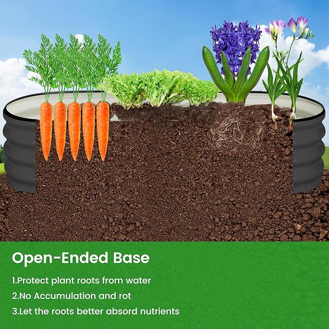 2 Pcs 4.5x2x1ft Oval Raised Garden Bed, Galvanized Raised Beds,Open-Ended Base Metal Raised Planter Beds,Garden Bed Outdoor,Planter Raised Boxes for Vegetables, Flowers,Tool-Free Asse,Gray-Ruum Studio Home
