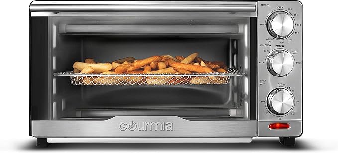Gourmia GTF7350 6-in-1 Multi-function, Stainless Steel Air Fryer Oven - 6 Cooking Functions - Fry Basket, Oven Rack, Baking Pan & Crumb Tray, Included + Recipe Book-Ruum Studio Home