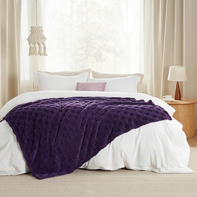 Bedsure GentleSoft Purple Throw Blanket for Couch - Checkered Fleece Blankets Gifts for Women Men Girls, Cute Soft Cozy Throw for Bedroom Home Decor Gifts, 50x60 Inches-Ruum Studio Home