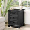 18" Farmhouse Night Stand with 3 Drawers, Wood End Table Dresser for Bedroom, Black Nightstand, Bed Side Table with Metal Handle, Bedside Cabinet for Bedroom Living Room, Closet-Ruum Studio Home
