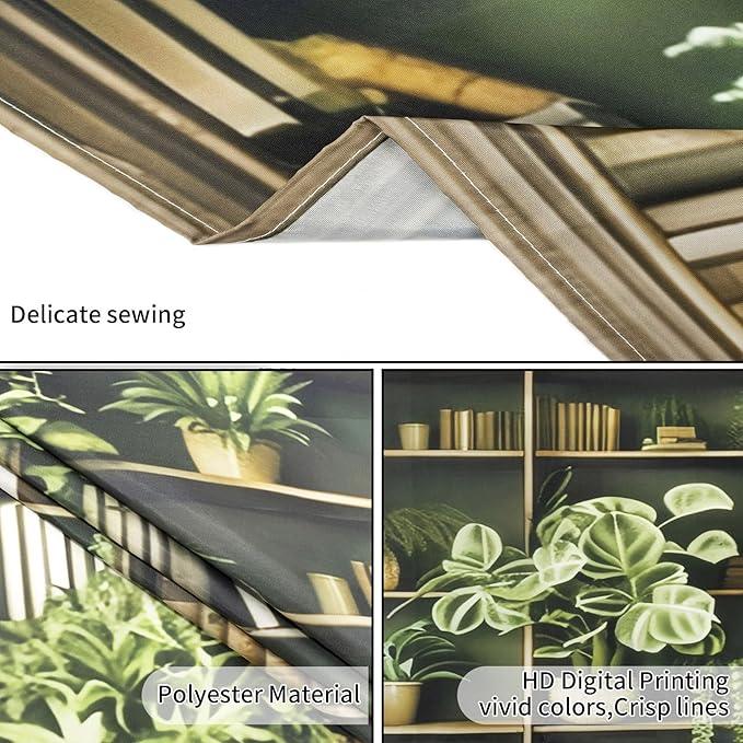 HVEST Green Plant Bookshelf Tapestry Book on Bookshelf and Plant Potted Tapestry Wall Hanging Reading Wall Tapestries for Study Room Bedroom Living Room College Dorm Decor, 51L x 59W Inches-Ruum Studio Home