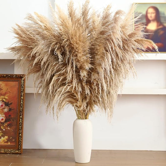 46" inch 11 Stems Natural Pampas Grass Tall Decor,Pompas Grass,Large Borwn Tall Pampas Grass for Floor Vase,Wedding Decorations,Party,Boho Home Decor,and Creating a Boho Ambiance-Ruum Studio Home