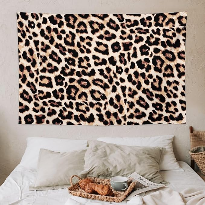 HZOHNAGO Leopard Print Tapestry Rustic Brown Leopard Wild Animal Printed Wall Tapestry Painting Wall Hanging for Bedroom Living Room Dorm 60" W x 40" H-Ruum Studio Home
