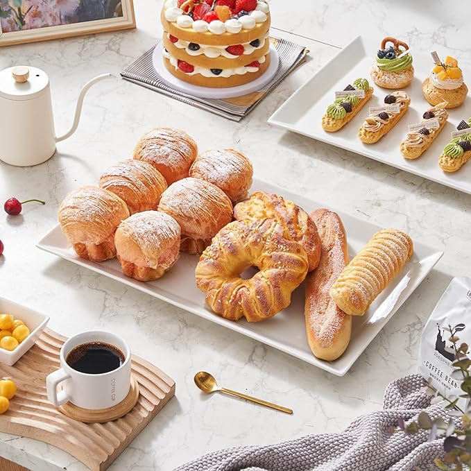 MIECOO Large Serving Platter, 18.5" x 11.5" White Serving Tray, Rectangular Porcelain Plate for Party, Wedding, Birthday, Entertaining, Food, Appetizer, Fruit, Sushi, Dessert-Ruum Studio Home