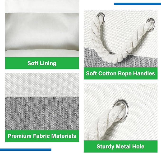 Bidtakay Small Baskets Fabric Storage Baskets for Organizing 3-Pack 12x8x5 Inch Collapsible Storage Bins for Shelves Canvas Bins for Closet Organization Home Baskets Storage Linen Closet S-White&Grey-Ruum Studio Home