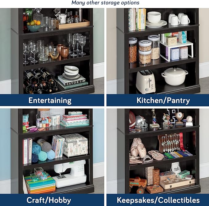 Sauder Miscellaneous Storage 5 Bookcase/Book Shelf, L: 35.28" x W: 13.23" x H: 69.76", Estate Black-Ruum Studio Home