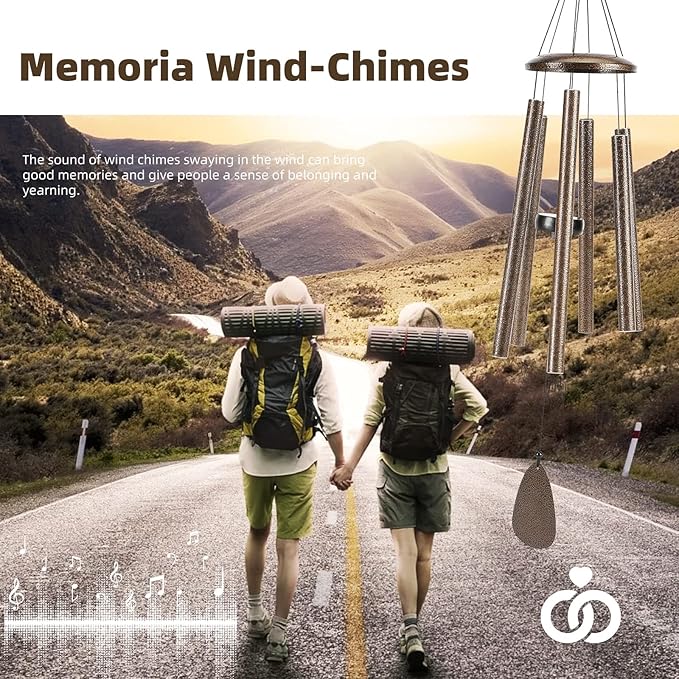 Wind-Chimes-Outdoor-Deep-Tone, Large Soothing Melodic Tones Windchimes, Wind Chimes for Outside, Memorial Wind Chime Best Gift for Mom Women Grandma Neighbors(32" Brown Coated Aluminum)-Ruum Studio Home