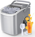 ecozy Portable Ice Maker Countertop, 9 Cubes Ready in 6 Mins, 26lbs in 24Hrs, Self-Cleaning Ice Machine with Handle/Ice Bags/Ice Scoop/Ice Basket, 2 Sizes Bullet Ice for Home Kitchen Office Bar Party-Ruum Studio Home