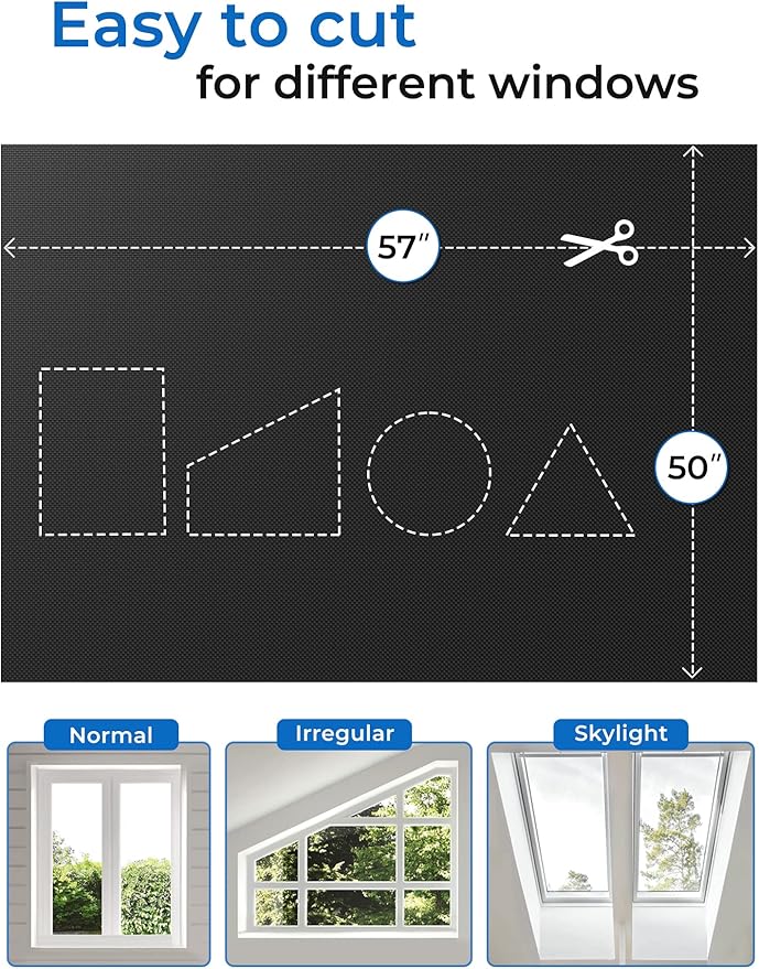 Sumobaby Blackout Curtains for Bedroom Portable 50"x57",No Drill Black Out Shades with Upgraded Hook&Loop Tapes,100% Blackout Window Cover,Easy to Cut Fit Blinds for Bedroom,Nursery(2 Panel,Black)-Ruum Studio Home