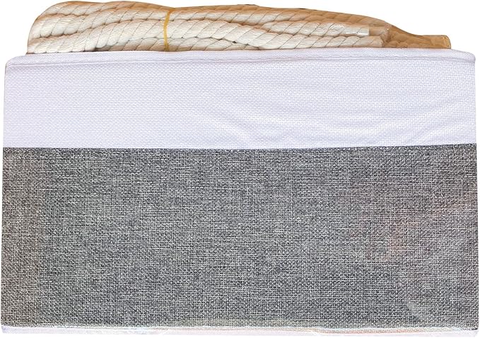 Yawinhe Foldable Storage Basket 3-Pack, Large Fabric Bins with Rope Handle, Used for Organizing Shelves, Closets, Clothes, 12.99''Lx9.05''Wx7.87''H, White/Grey-Ruum Studio Home