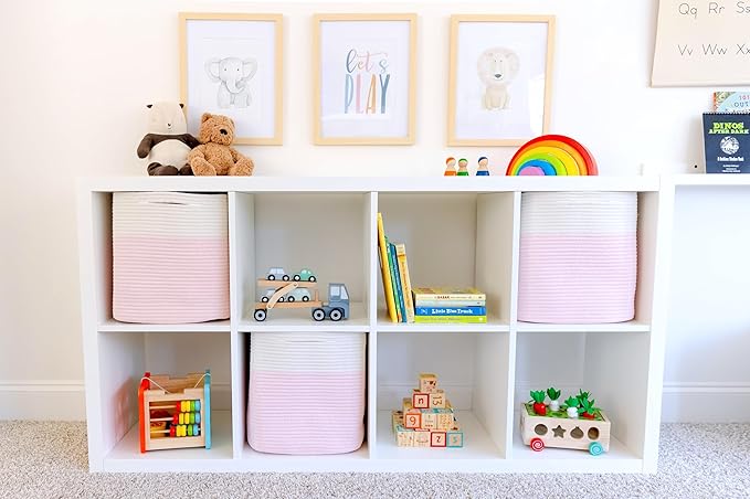NaturalCozy 13x15x13 Kallax Storage Cubes, 3 Pack | Cotton Rope Cube Storage Bins Woven Baskets for Organizing | Kallax Insert Baskets for Shelves Organizer, Kids Toy, Pantry, Closet, Baby Nursery-Ruum Studio Home