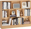 LEYAOYAO 10 Cube Bookshelf with Base,3 Tier Mid-Century Modern Grey Bookcase,Standing Wide Bookshelves Storage Organizer Shelf,Rustic Wood Display Cabinet Book Shelves for Bedroom,Living Room,Office-Ruum Studio Home