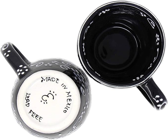 Encantada Handmade Hand-Painted Authentic Mexican Pottery Mugs (1-Pack, Ink)-Ruum Studio Home