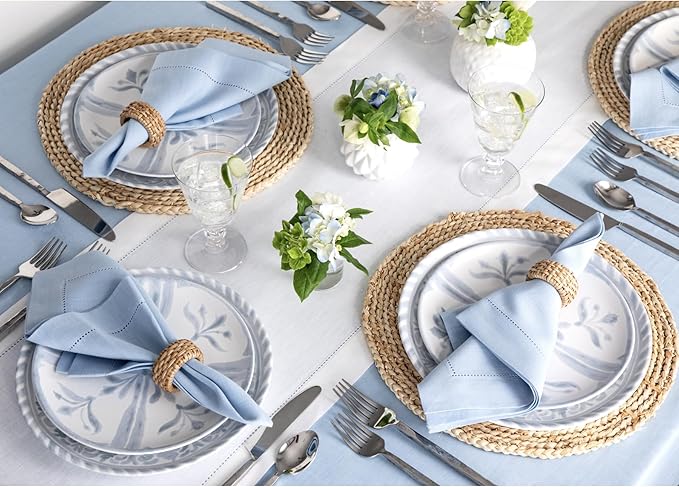 Solino Home Linen Table Runner 90 Inches Long - Classic Hemstitch 100% Pure Linen White Dining Table Runner 14 x 90 Inch for Fall, Autumn, Halloween, Thanksgiving-Ruum Studio Home