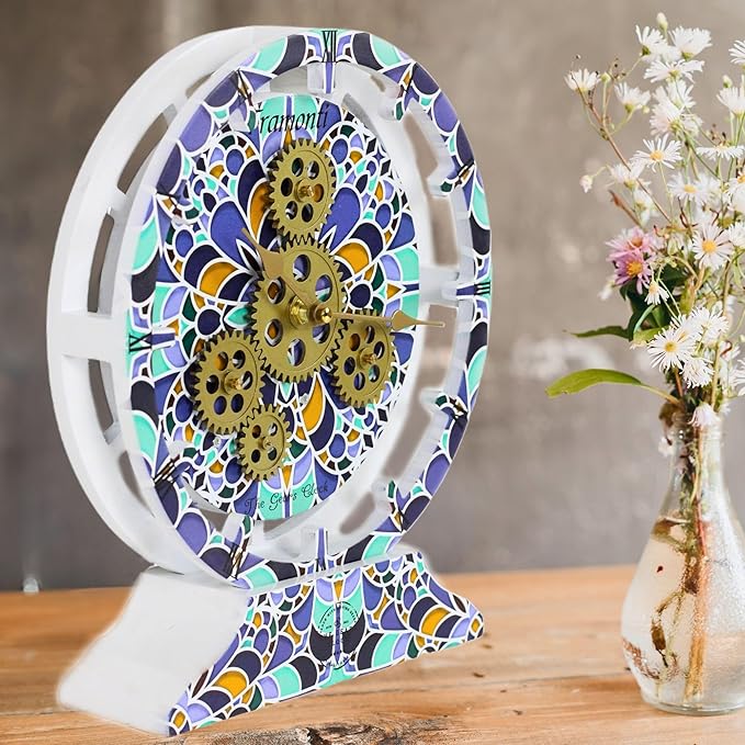 The Gears Clock Wall Clock Italy Collection with Moving Gears (Tramonti, 10 inch Round)-Ruum Studio Home