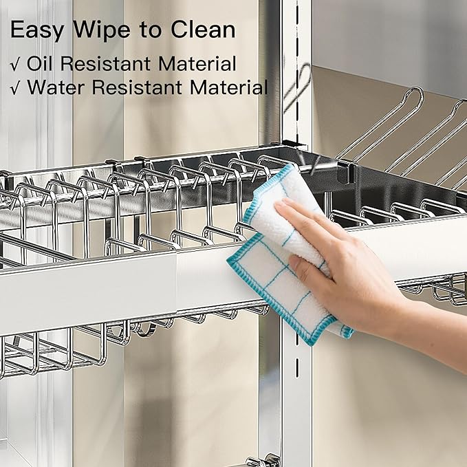 3 Tier Extra Large Stainless Steel Expandable Over The Sink Dish Drainer Drying Rack, Rust Proof Metal, Space Saving, Modern Silver Big Capacity Extendable Plate Strainers Above Kitchen Counter-Ruum Studio Home
