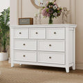 BLANKSPACE White 7 Drawer Dresser, Modern Dresser for Bedroom, Wood Drawer Organizer with Metal Knobs, Large Capacity Wood Cabinet for Bedroom-Ruum Studio Home