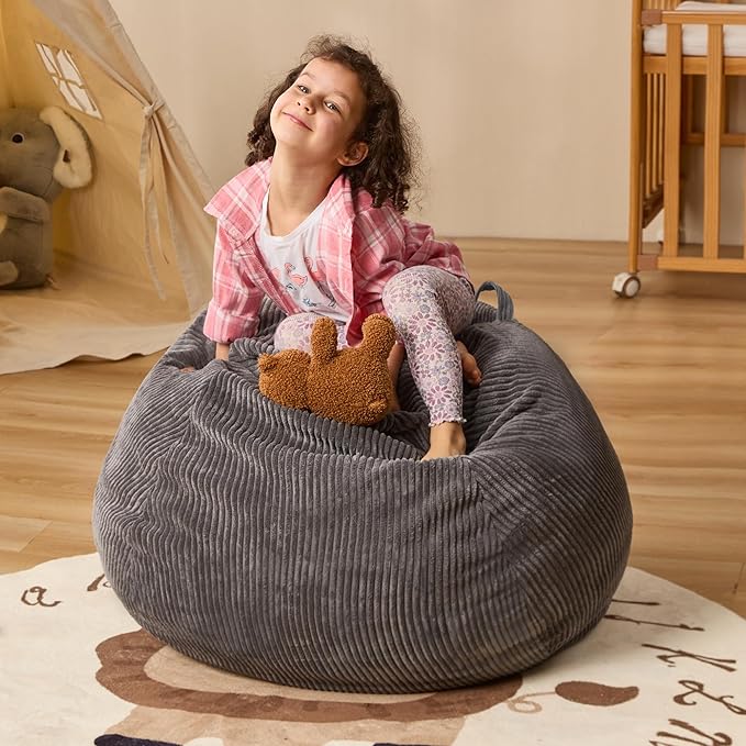 Bean Bag Chairs Teardrop Bean Bag Chair Beanbag Chair with Memory Foam Filled Machine Washable Cover for Living Room, Bedroom (Small,Grey)-Ruum Studio Home