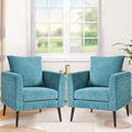 Barrel Accent Chair Set of 2 with Back Pillow, Large Upholstered Armchair with Solid Wood Legs Modern Reading Chairs for Living Room Bedroom-Ruum Studio Home