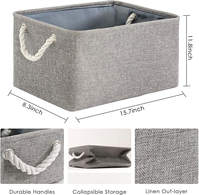 TheWarmHome Large Storage Bins- Storage Baskets for Organizing Shelves, Basket Organizer for Closet Bookshelf Dog Toy Nursery Clothes Laundry Home Organization, Fabric Storage Cubes W/Handles-Ruum Studio Home