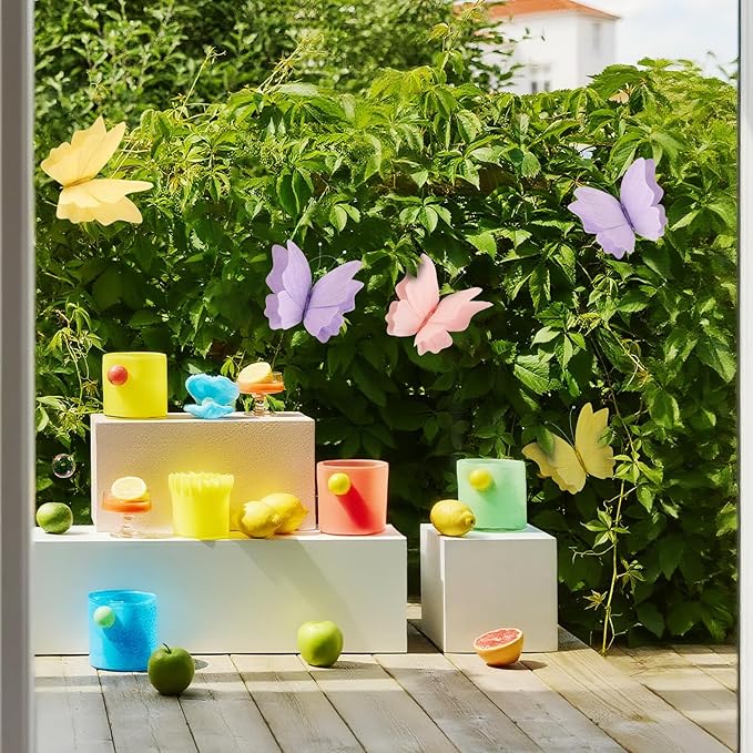 SUNBEAUTY Butterfly Party Decorations Hanging Butterfly Decorations 6Pcs Crepe Paper Garden 3D Butterflies Decor Pastel Paper Butterflies Decoration for Wedding Baby Shower Birthday Party Room Decor-Ruum Studio Home