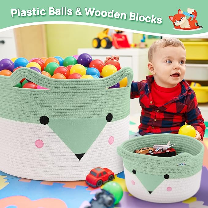 Large Baby Basket Toy Storage 3 Pack, (20"x13.8") Woven Baby Laundry Basket, Stuffed Animal Storage.-Ruum Studio Home