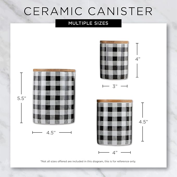 DII Kitchen Ceramics Collection, Canister Set, Mixed Print, White/Black, 3 Piece