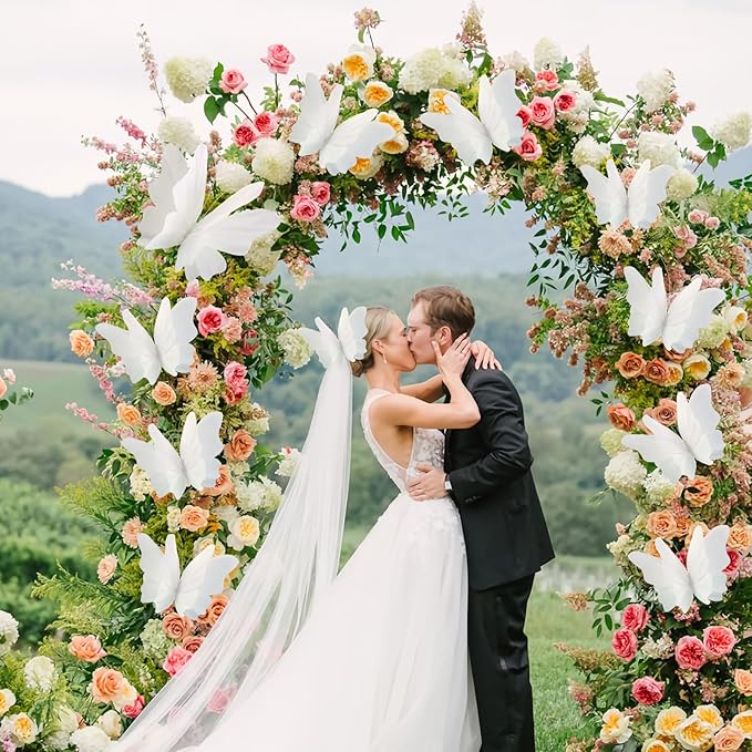 SUNBEAUTY Large Butterfly Party Decorations, 3D White Paper Butterflies Wedding Decoration, Hanging Butterflies for Baby Shower Decorations Girls, Women, Paper Flowers for Wall Decoration, Set of 4-Ruum Studio Home