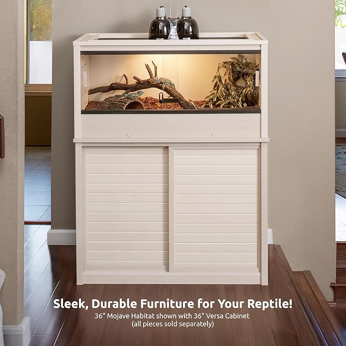 New Age Pet ECOFLEX 36" Mojave Reptile Lounge -Durable Wood Plastic Composite Habitat with Ventilation, Removable Glass Doors & Lock, Easy Assembly, for Tortoises, Snakes, Iguanas-Ruum Studio Home