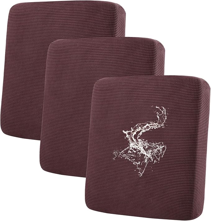 hyha Waterproof Couch Cushion Covers for Pets, Non Slip Sofa Seat Cover for Dogs Washable, Soft Thick Stretch Jacquard Fabric, Sofa Slipcovers with Elastic Bottom (3 Pieces, Chocolate)-Ruum Studio Home