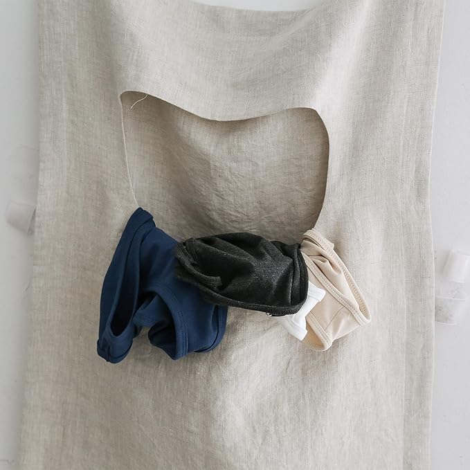 Amazhiyu 100% Linen Door Hanging Laundry Hamper Bag, 19x27 Inches (Linen)-Ruum Studio Home