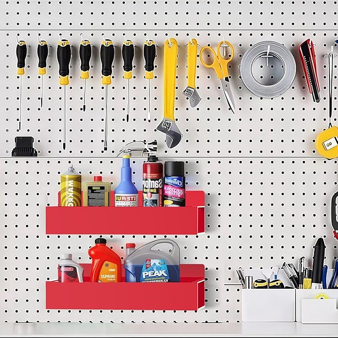 Magnetic Spice Rack Organizer for Fridge Seasoning Organizer for Kitchen Storage With Screw Magnetic Shelf for Oven, RV,Garage,Bathroom (Red, 4pack)-Ruum Studio Home