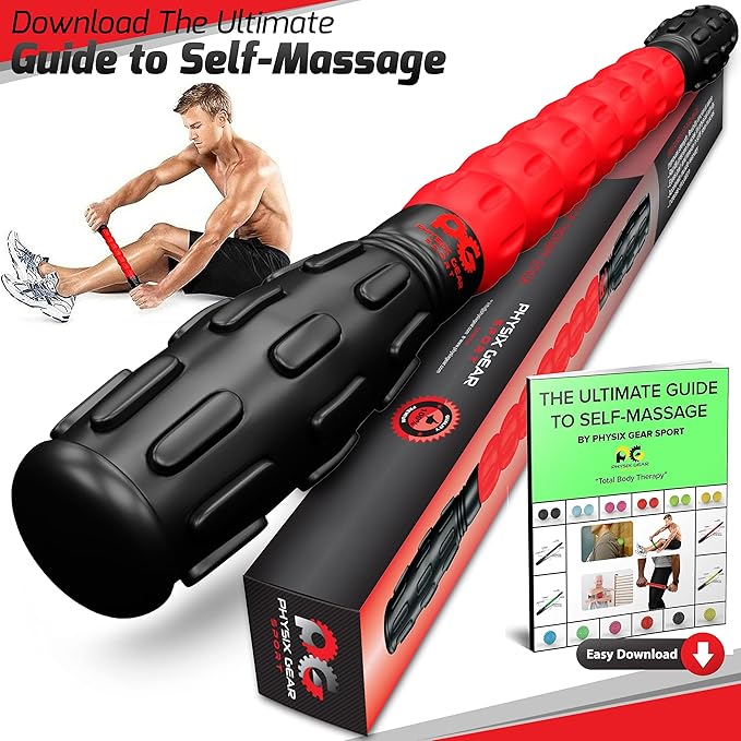 Physix Gear Roller Stick - Muscle Roller Massage Stick for Legs, The Stick Massage Roller for Deep Tissue Massaging Stick for Athletes, Physical Therapy Muscle Roller, Recovery Stick Roller-Ruum Studio Home