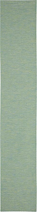 Nourison Home Positano 10' Runner Blue Green Fabric Modern Area Rug (10' Runner)-Ruum Studio Home